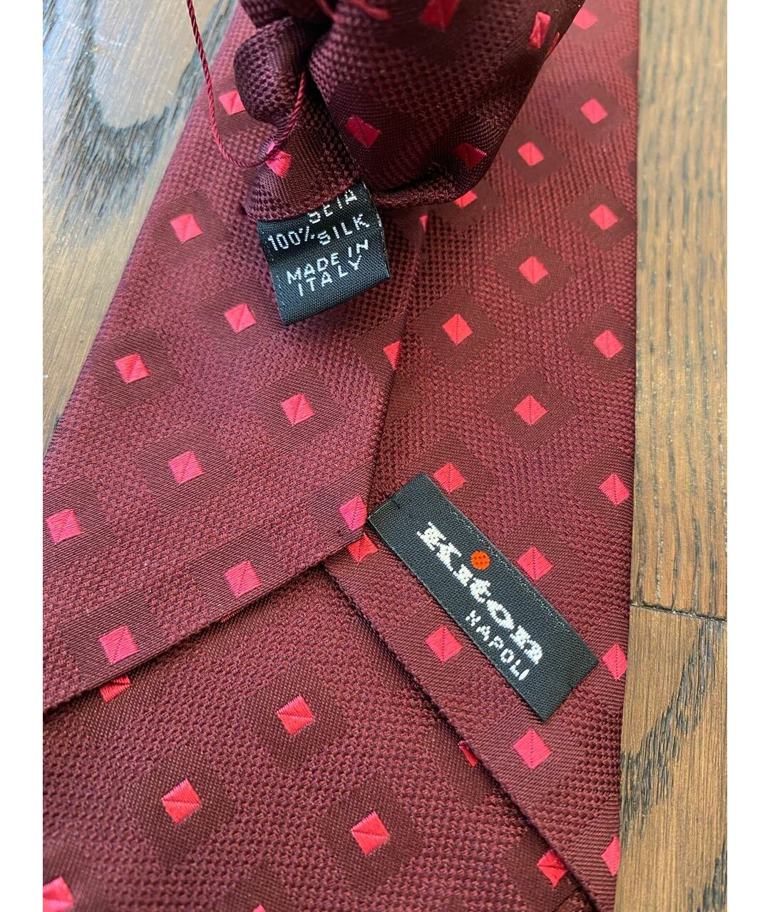 KITON Бордовый шелковый галстук, фото 4