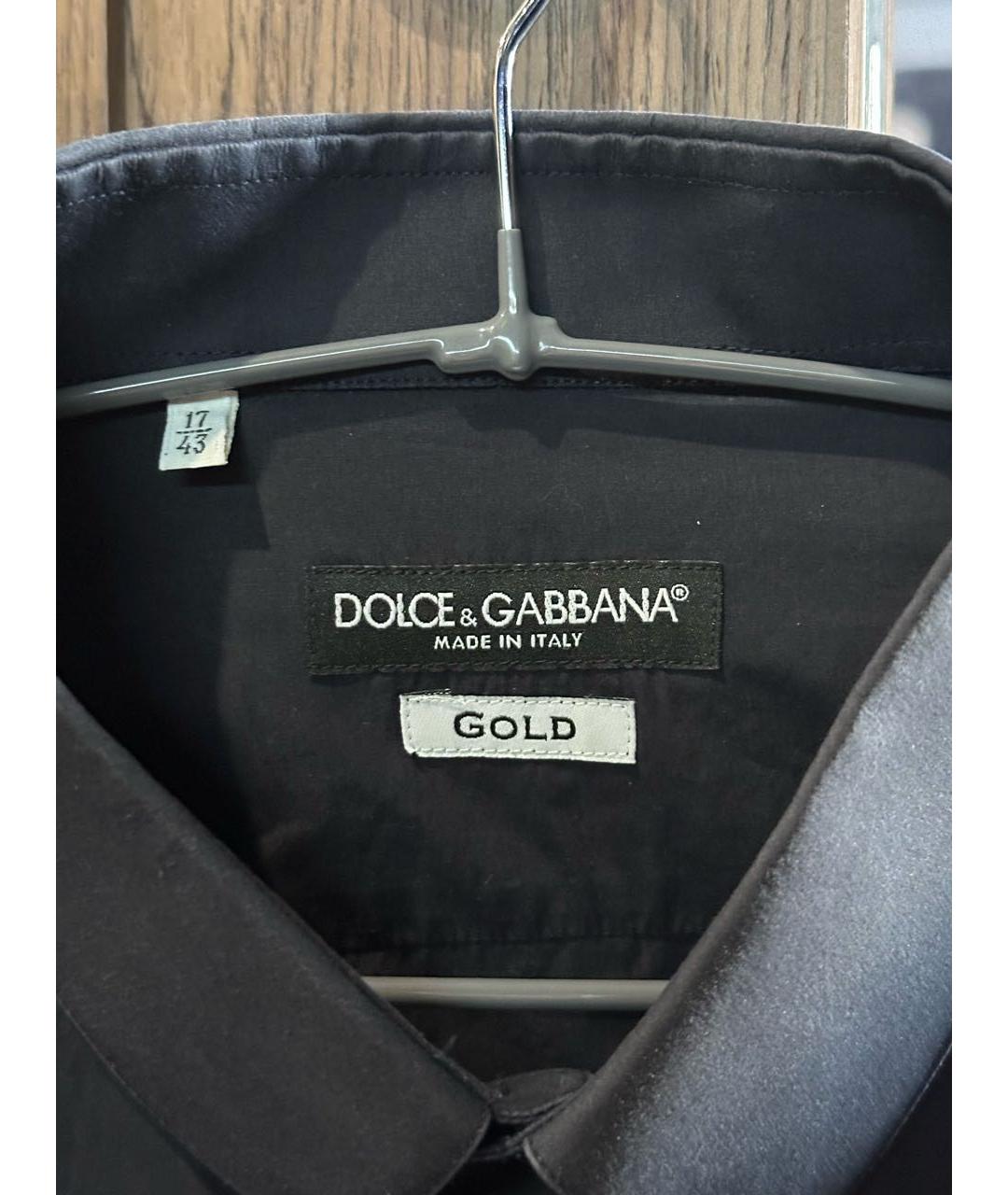 DOLCE&GABBANA Темно-синяя хлопковая классическая рубашка, фото 7