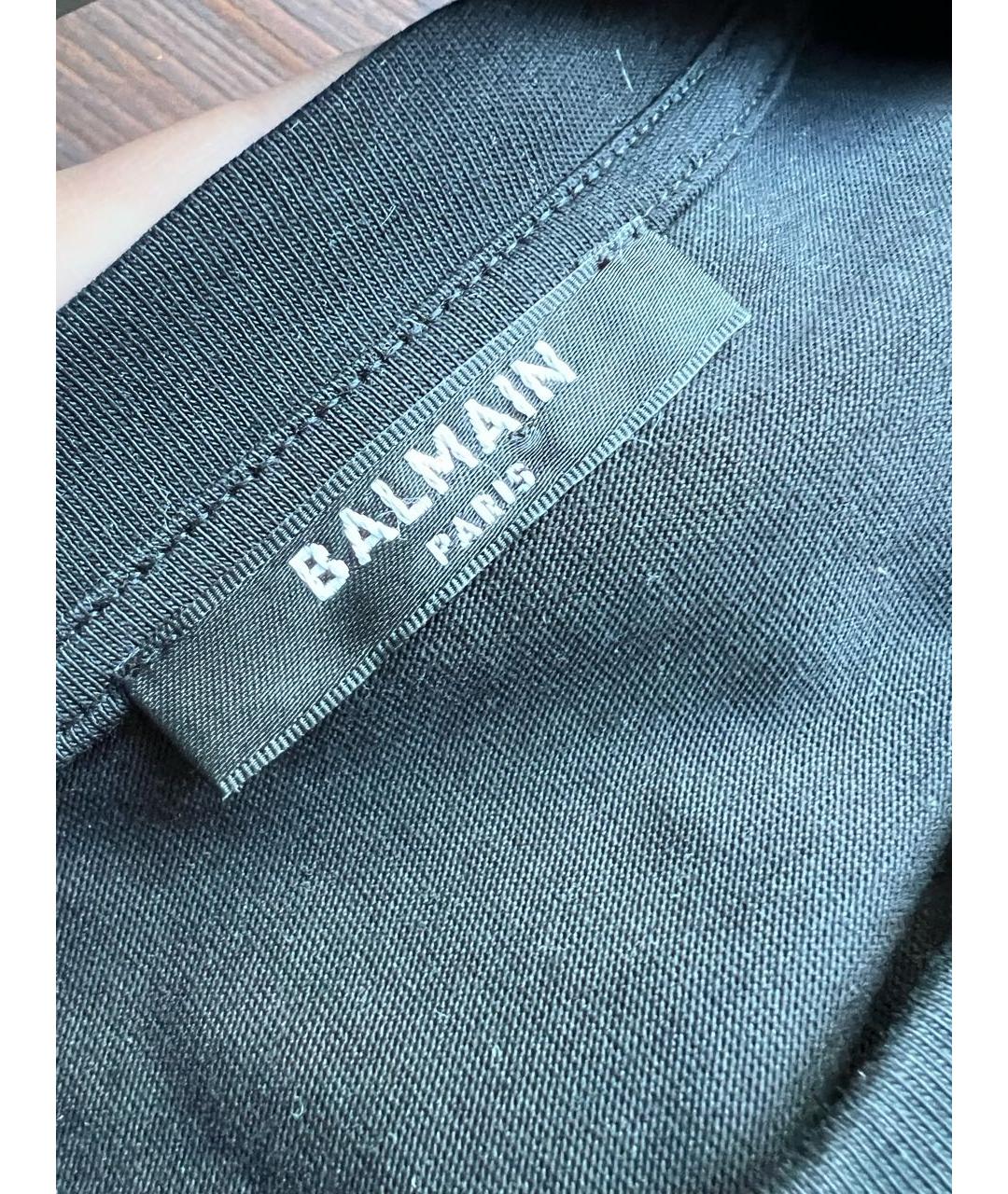 BALMAIN Черная хлопковая футболка, фото 2