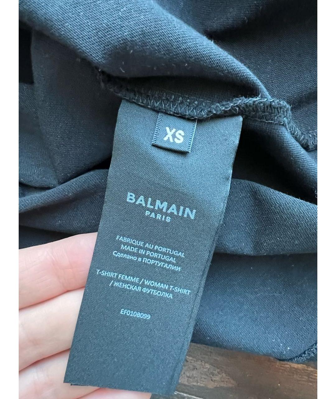 BALMAIN Черная хлопковая футболка, фото 3