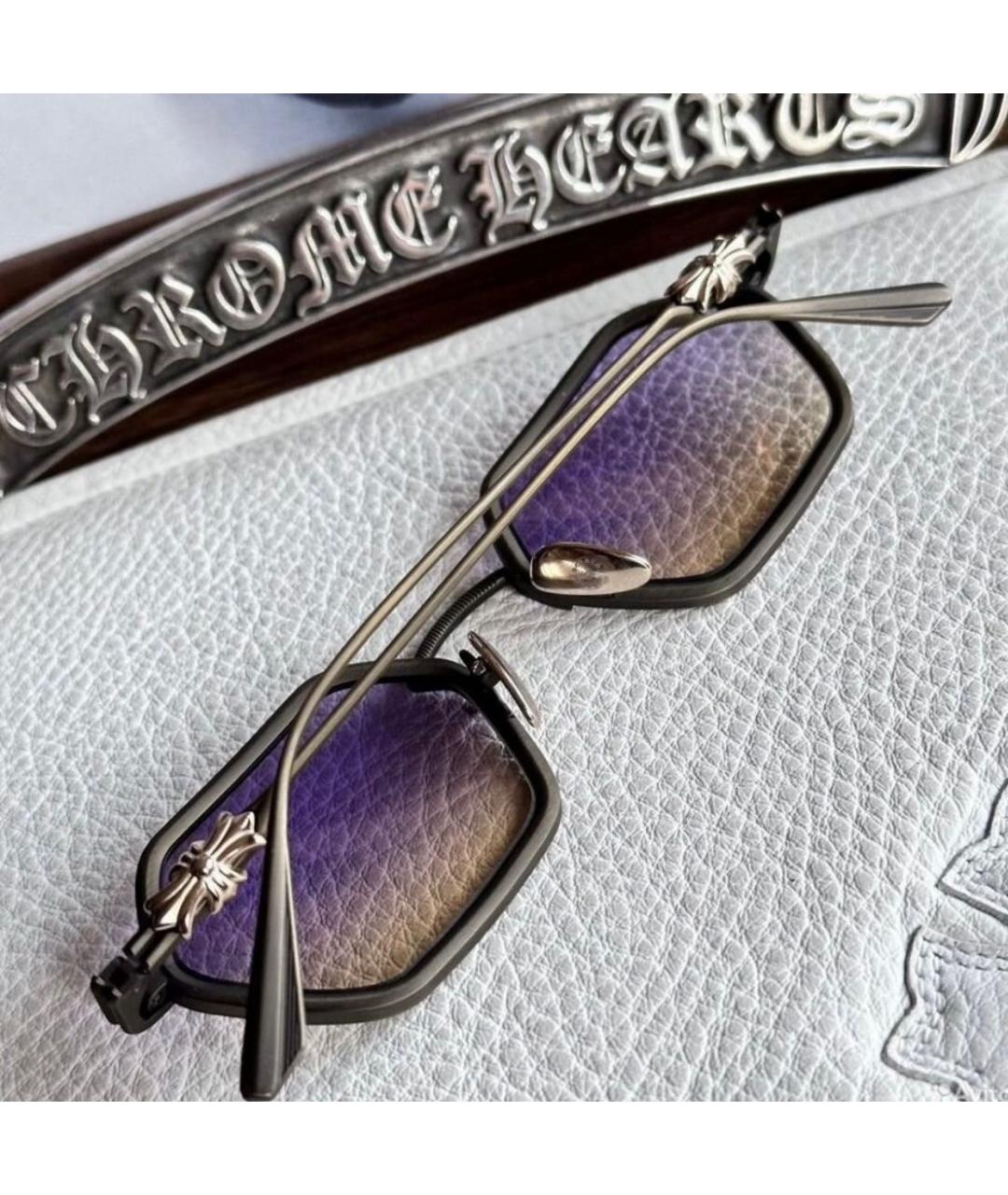 CHROME HEARTS Горчичные пластиковые солнцезащитные очки, фото 4