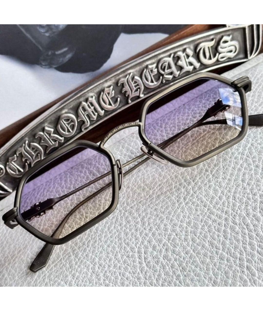 CHROME HEARTS Горчичные пластиковые солнцезащитные очки, фото 8