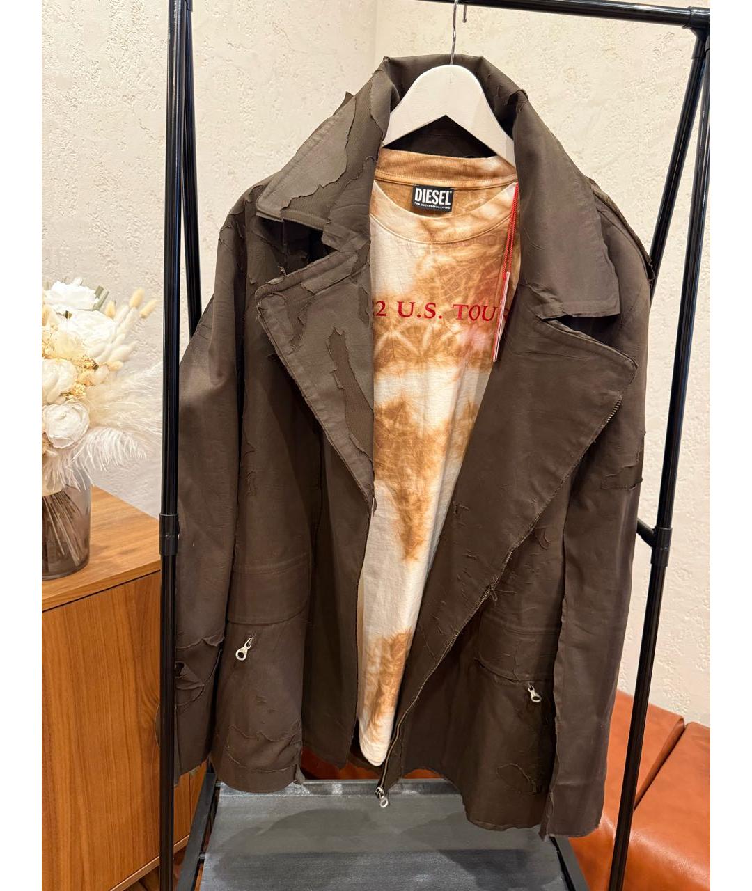 DIESEL Коричневая хлопковая куртка, фото 5
