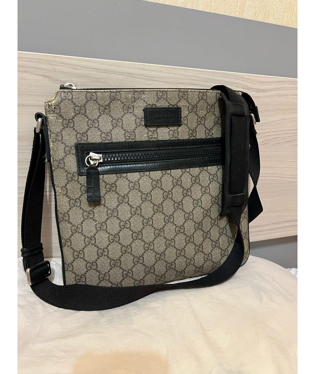 GUCCI Бежевая кожаная сумка на плечо, фото 2