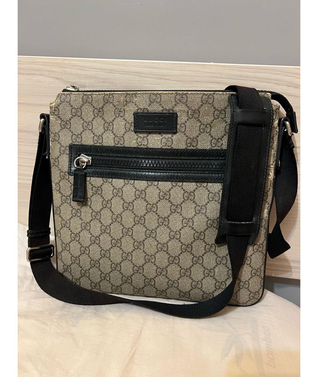 GUCCI Бежевая кожаная сумка на плечо, фото 9