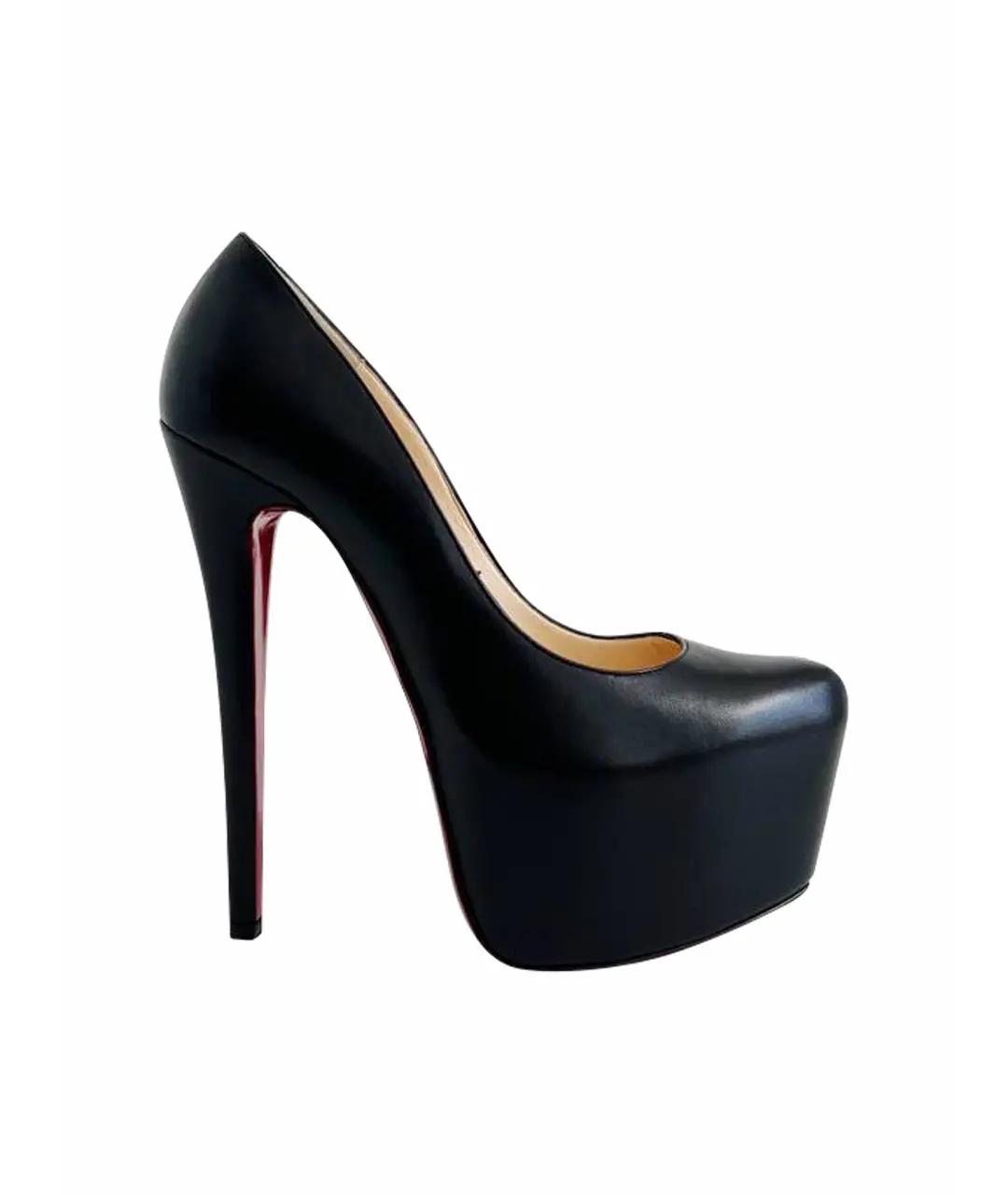 CHRISTIAN LOUBOUTIN Черные кожаные туфли, фото 1