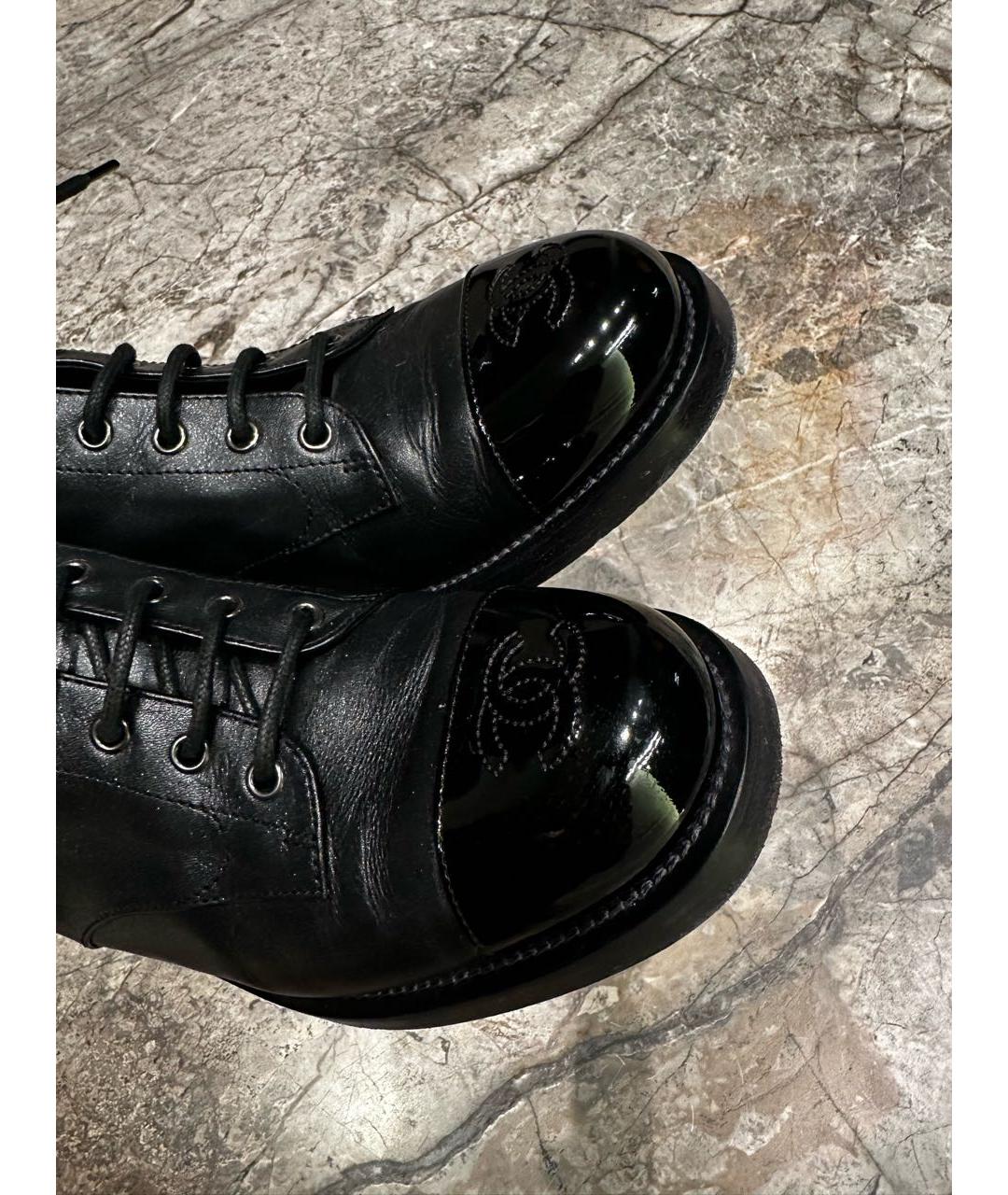 CHANEL Черные кожаные ботинки, фото 5