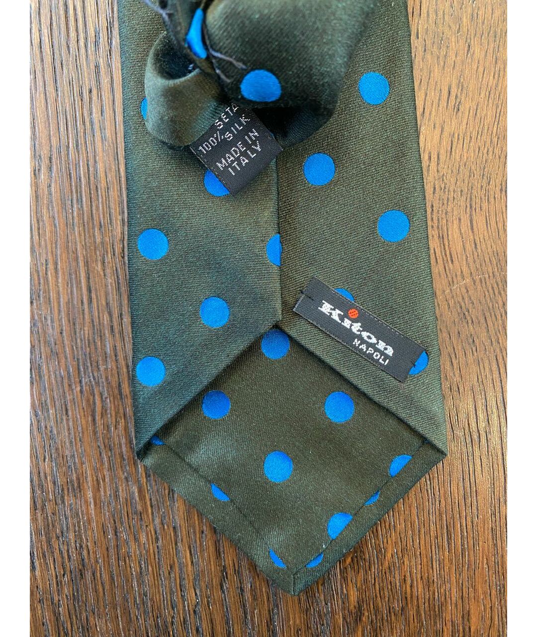 KITON Зеленый шелковый галстук, фото 4