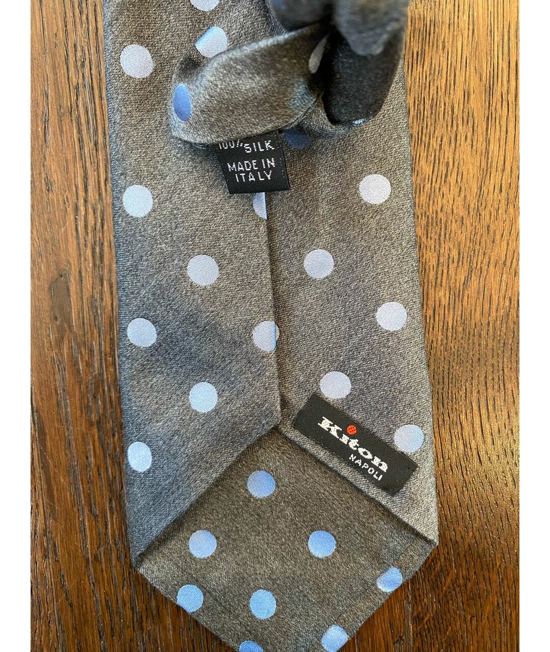 KITON Серый шелковый галстук, фото 4