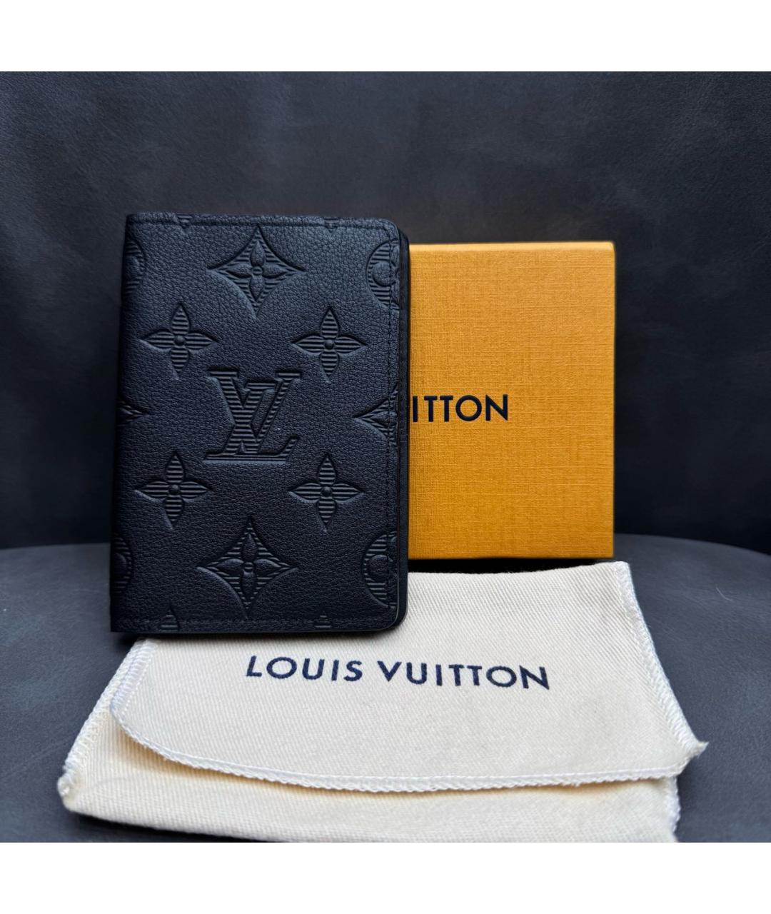 LOUIS VUITTON Черный кожаный кардхолдер, фото 7