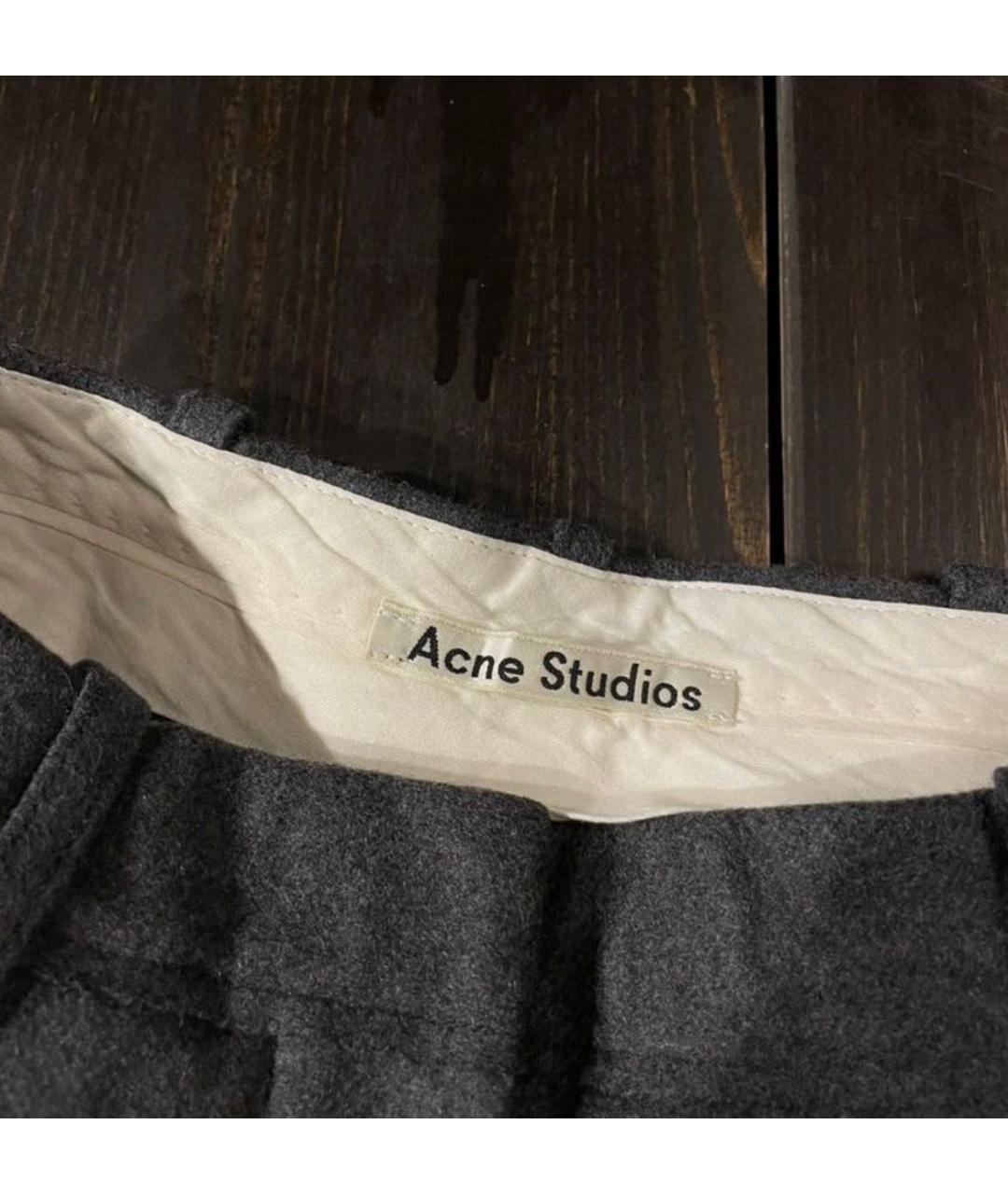 ACNE STUDIOS Серые шерстяные прямые брюки, фото 3