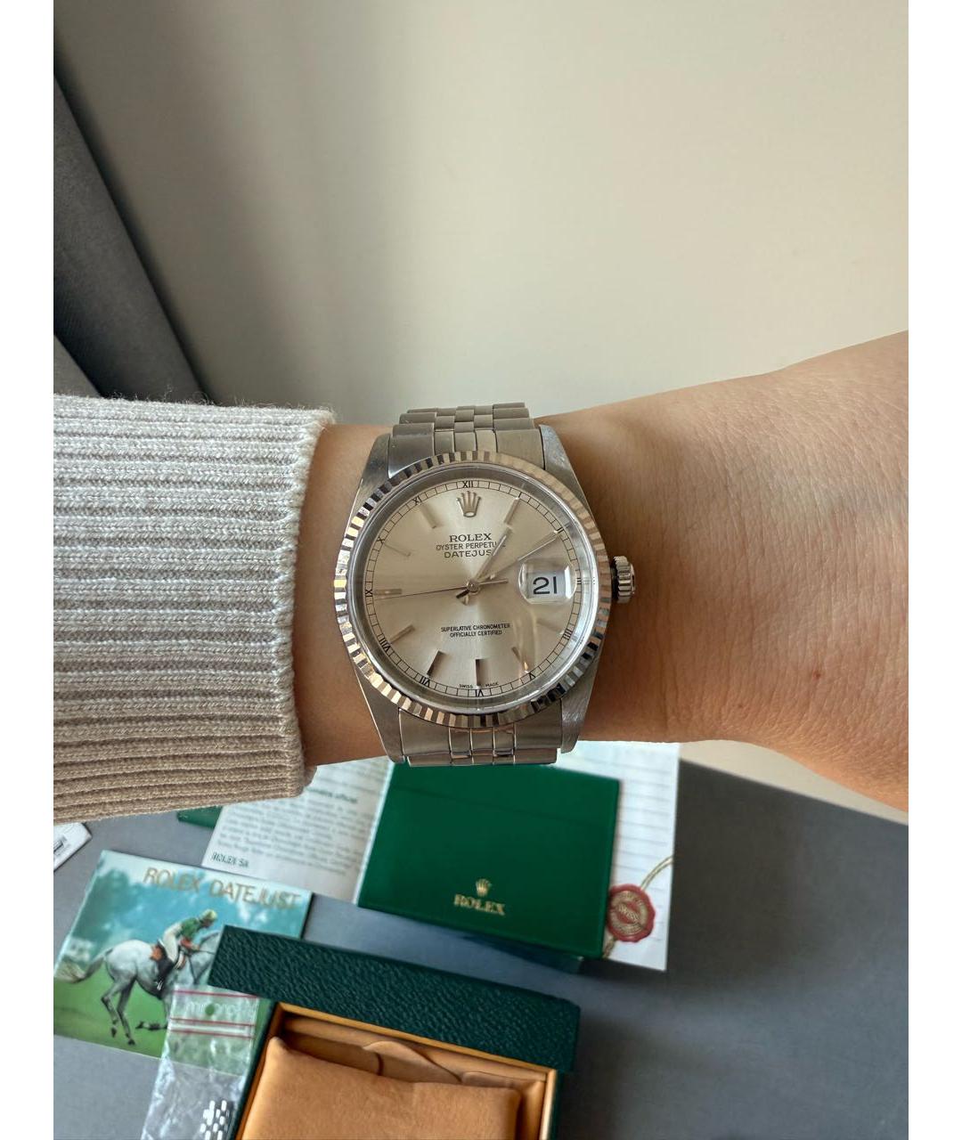 ROLEX Серебряные часы из белого золота, фото 9