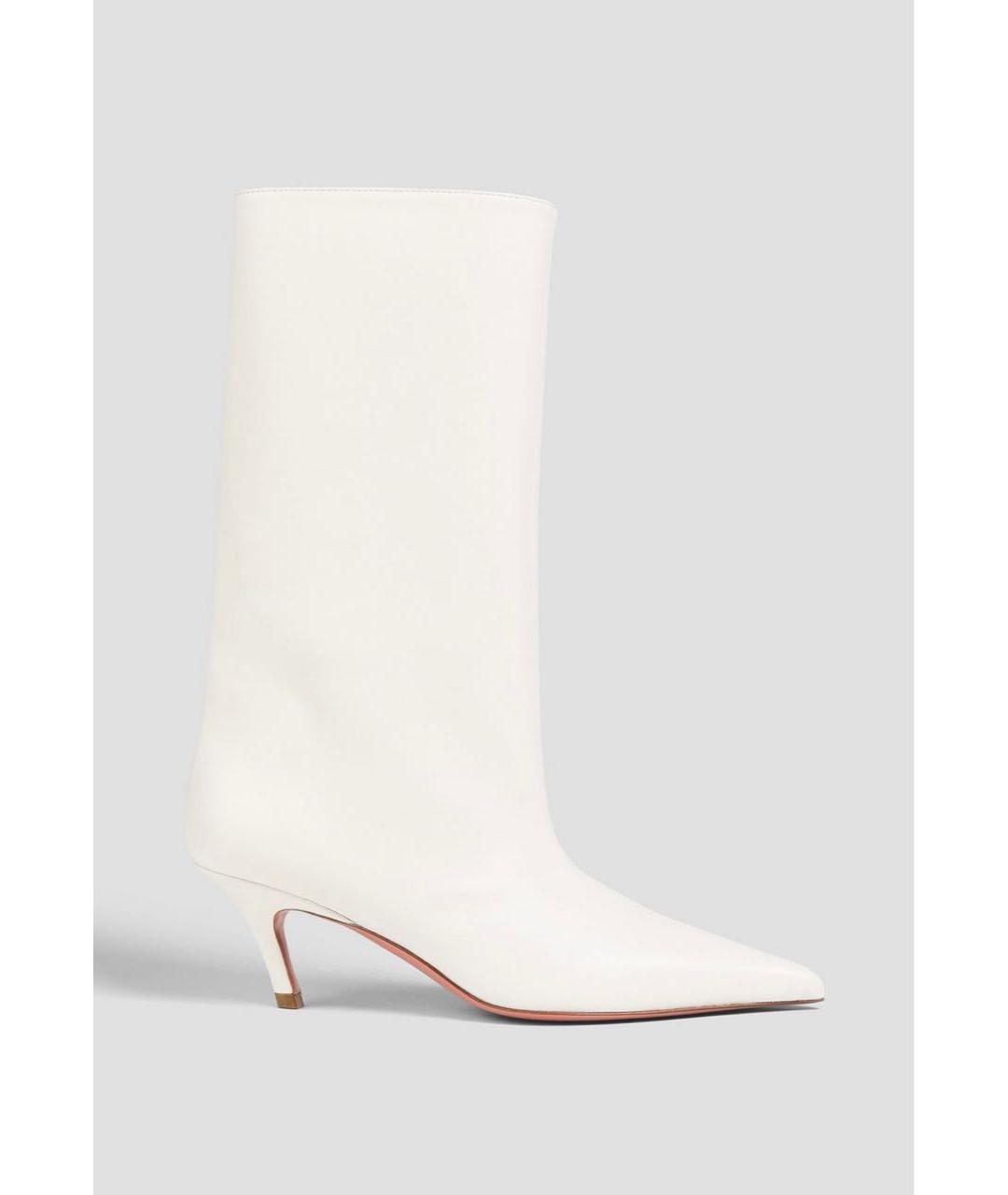 Amina Muaddi Белые кожаные сапоги, фото 5
