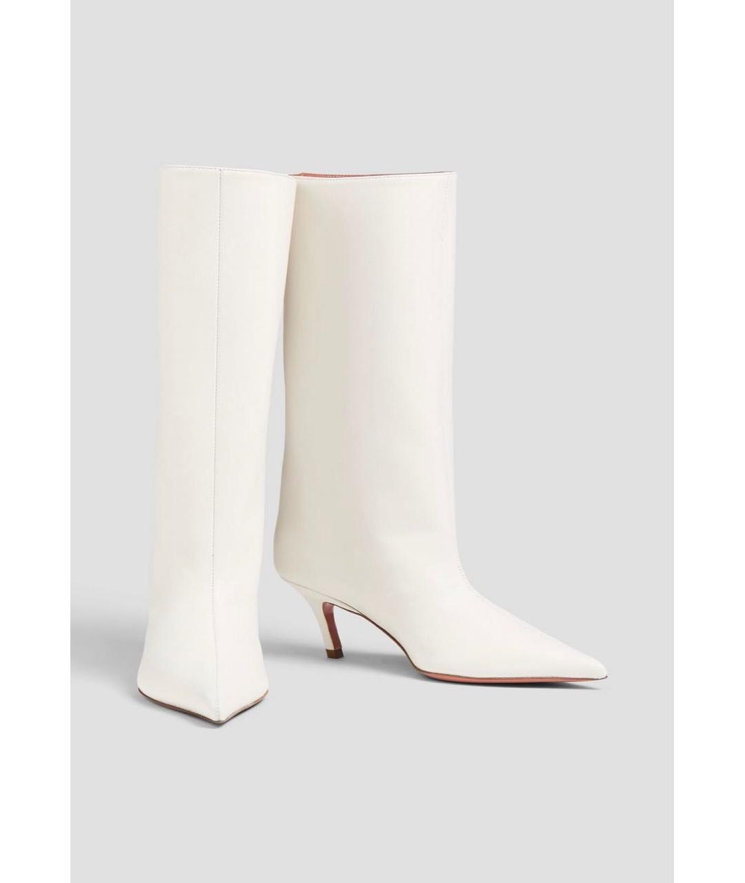 Amina Muaddi Белые кожаные сапоги, фото 2