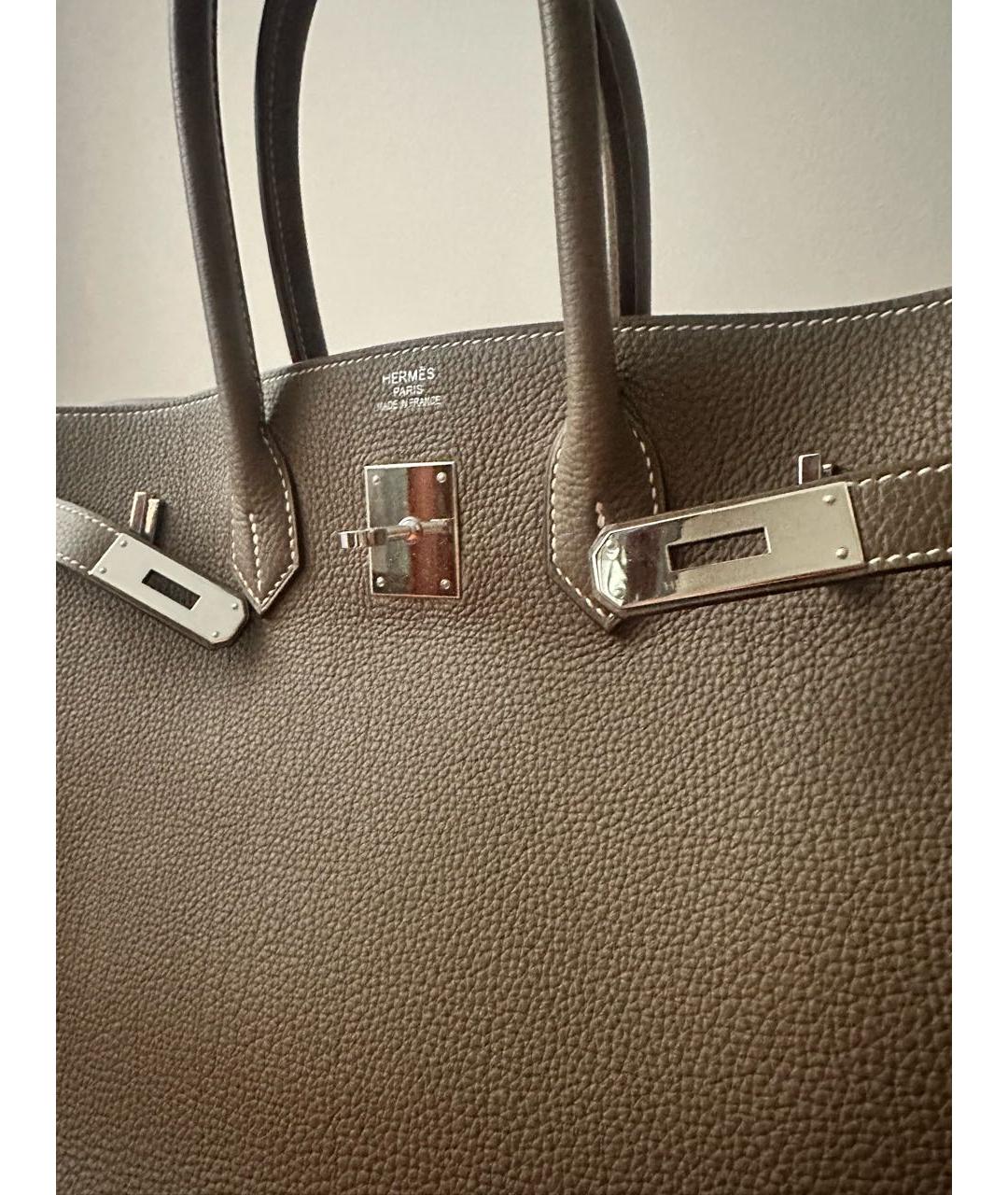 HERMES Бежевая кожаная сумка с короткими ручками, фото 2