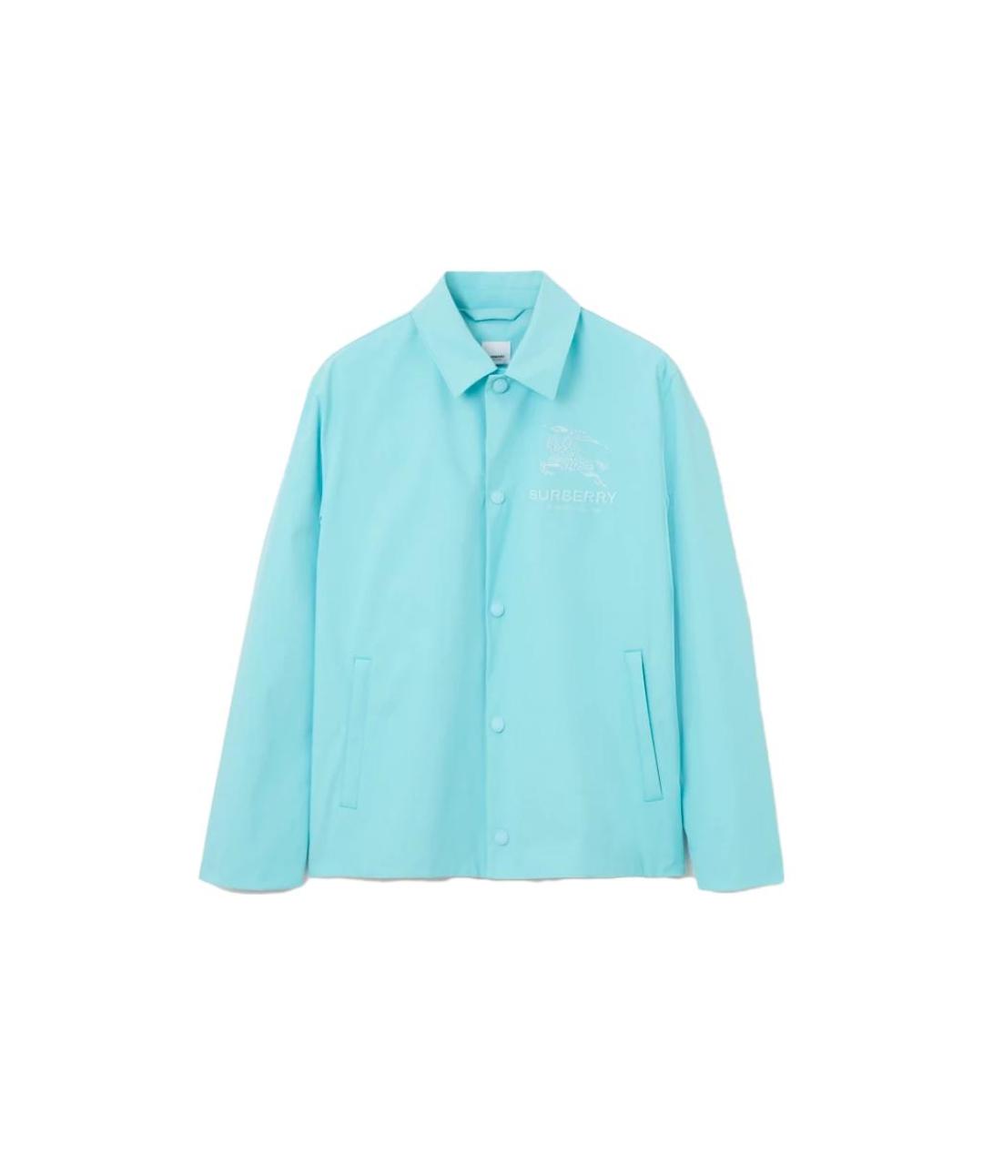 BURBERRY Бирюзовая полиэстеровая куртка, фото 6