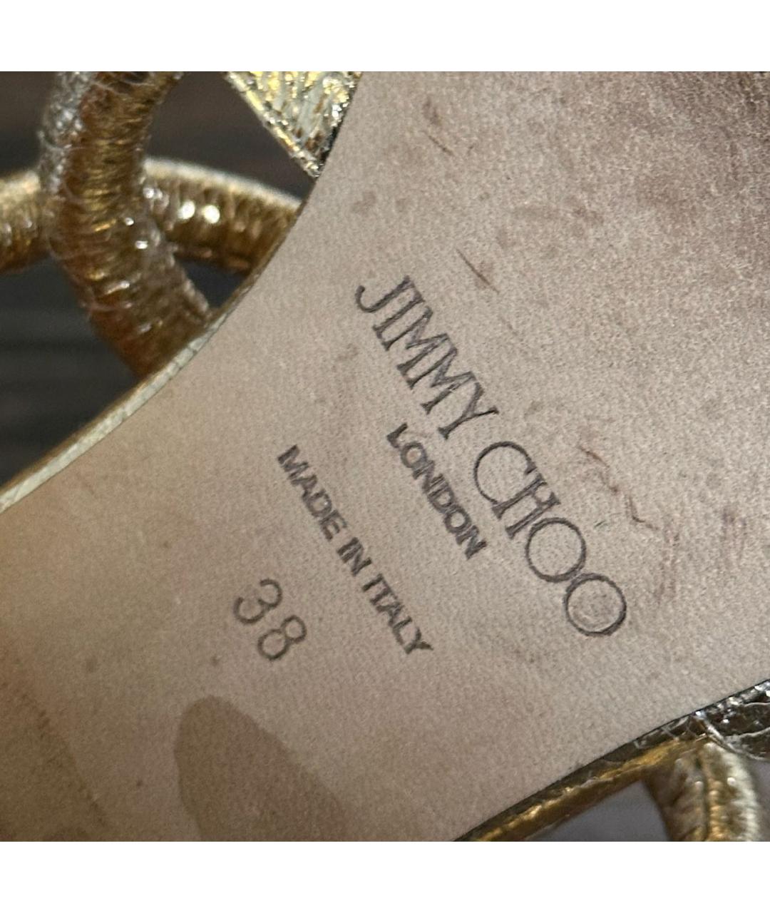 JIMMY CHOO Золотые босоножки, фото 5