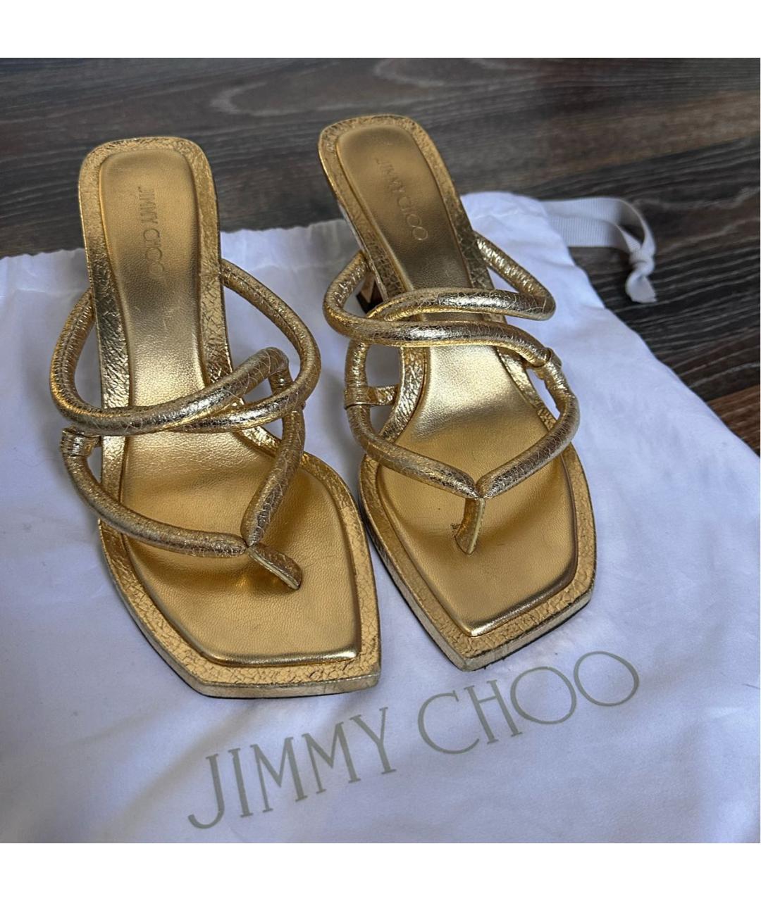 JIMMY CHOO Золотые босоножки, фото 6