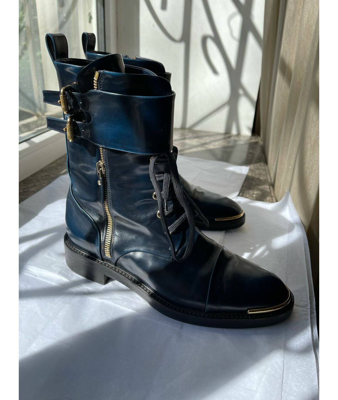 LOUIS VUITTON PRE-OWNED Темно-синие кожаные ботинки, фото 6