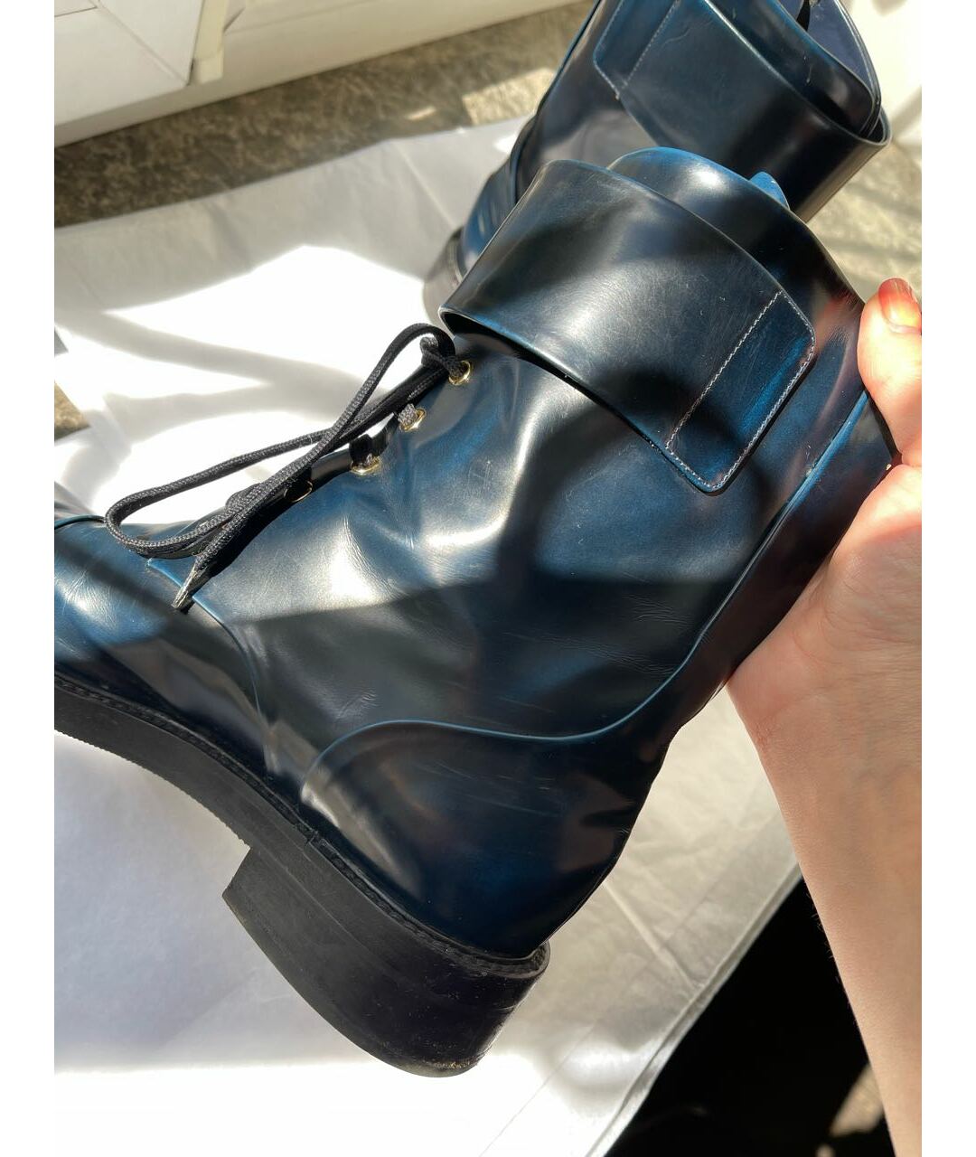 LOUIS VUITTON PRE-OWNED Темно-синие кожаные ботинки, фото 3