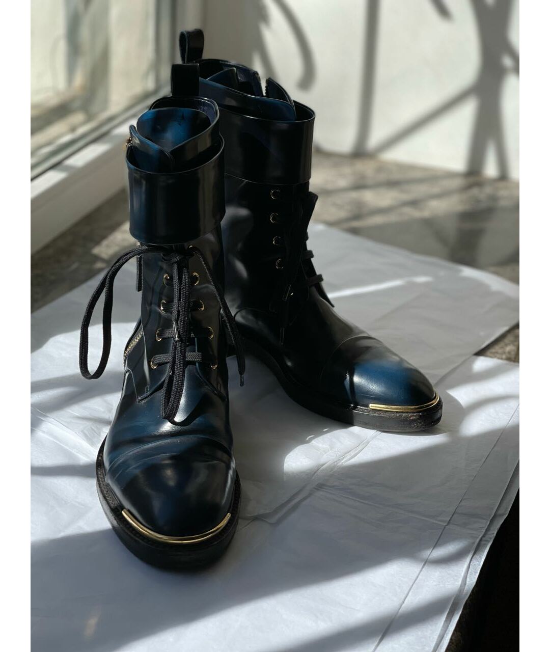 LOUIS VUITTON PRE-OWNED Темно-синие кожаные ботинки, фото 2