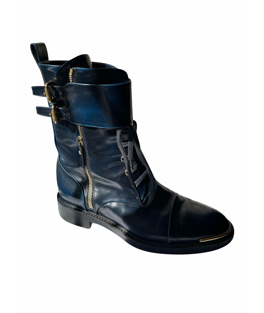 LOUIS VUITTON PRE-OWNED Темно-синие кожаные ботинки, фото 1