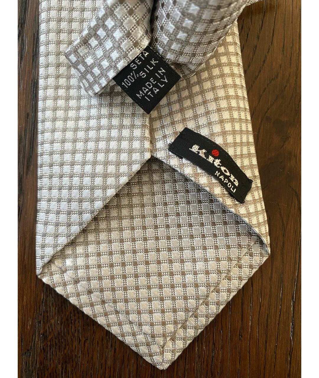 KITON Белый шелковый галстук, фото 4