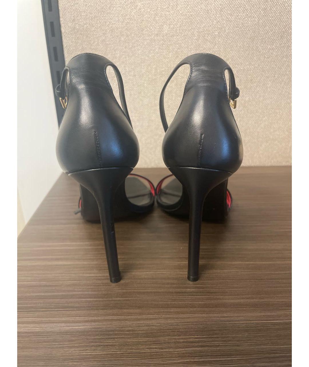SAINT LAURENT Черные кожаные босоножки, фото 4