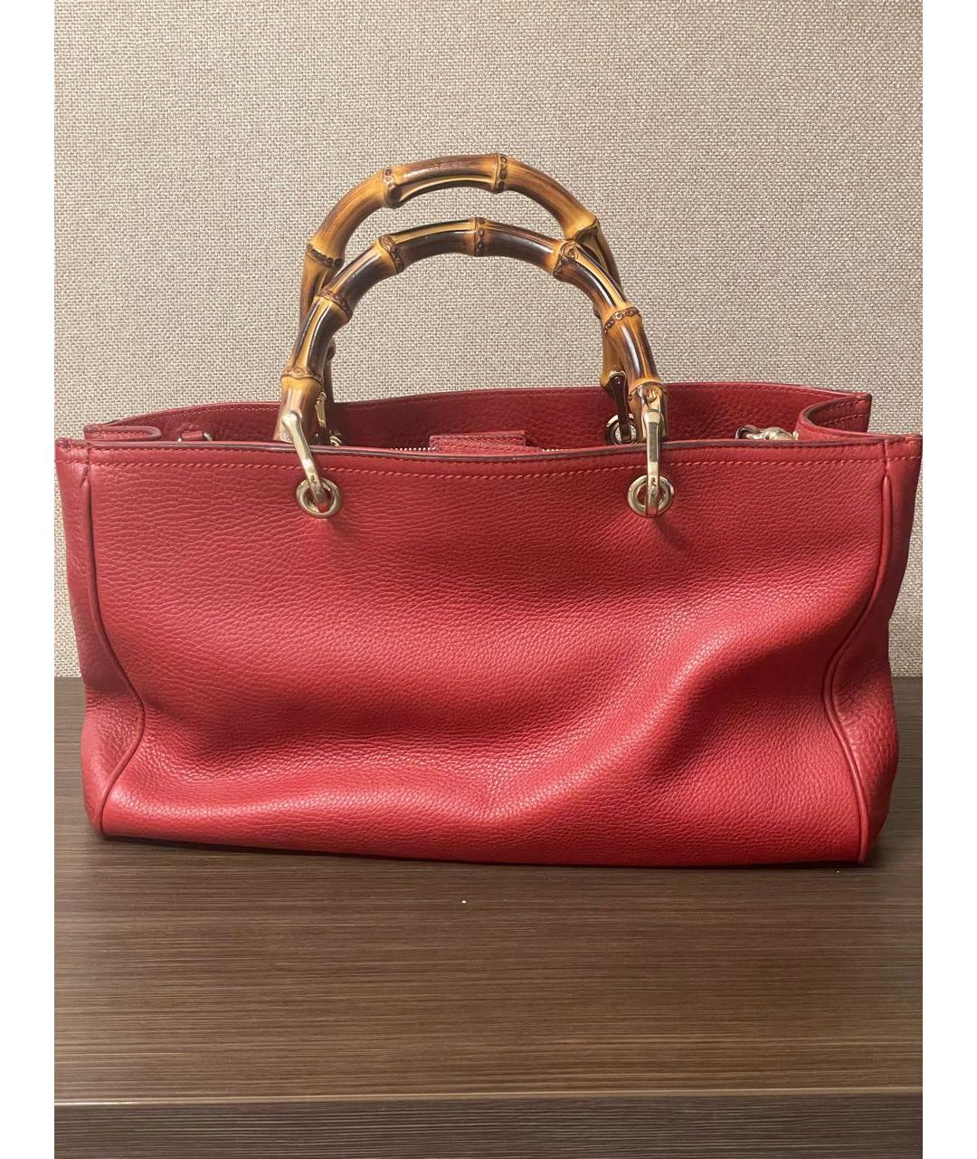 GUCCI Красная кожаная сумка тоут, фото 3