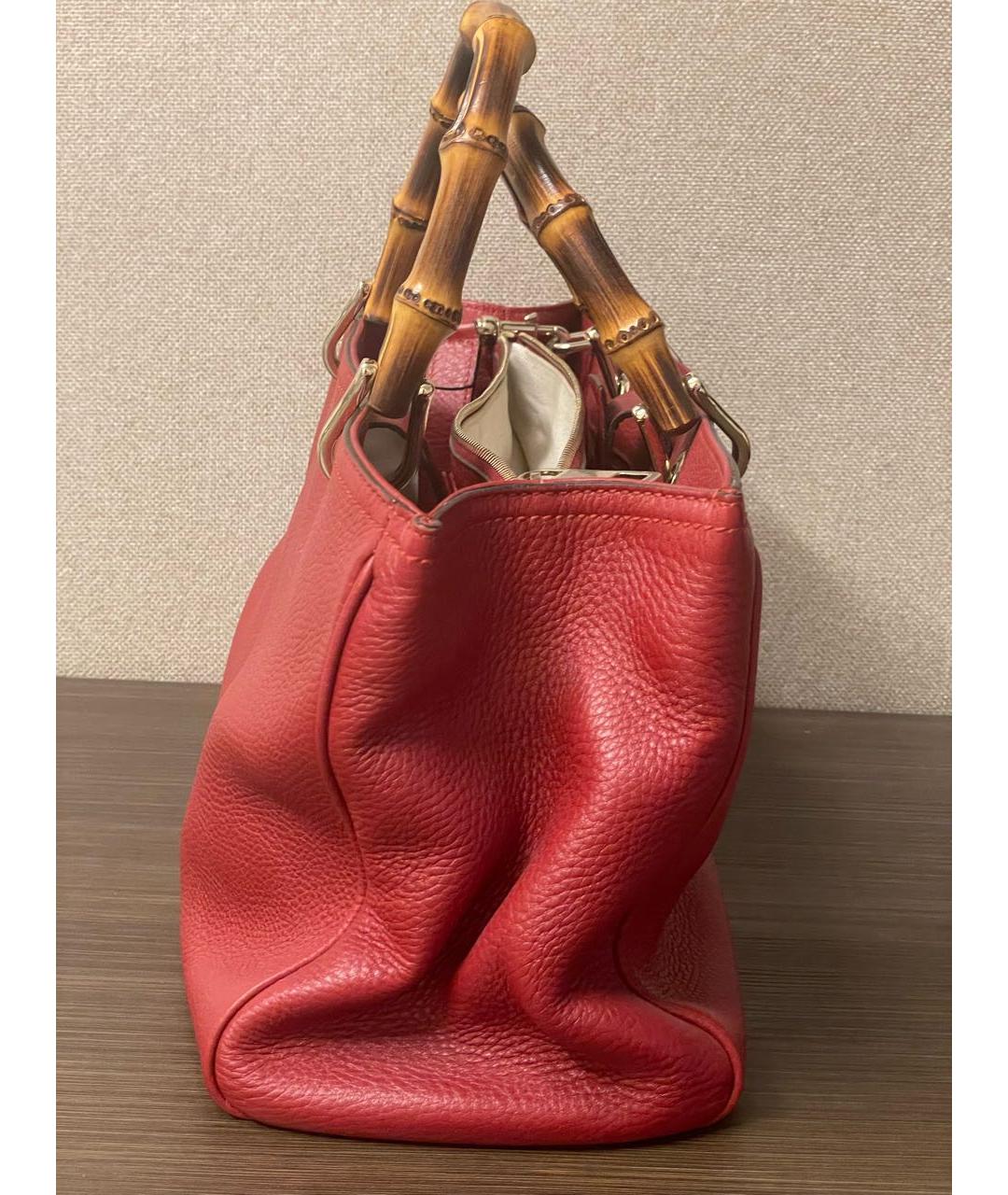 GUCCI Красная кожаная сумка тоут, фото 2