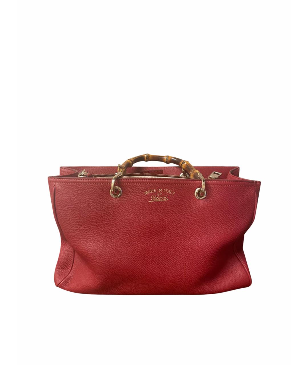 GUCCI Красная кожаная сумка тоут, фото 1