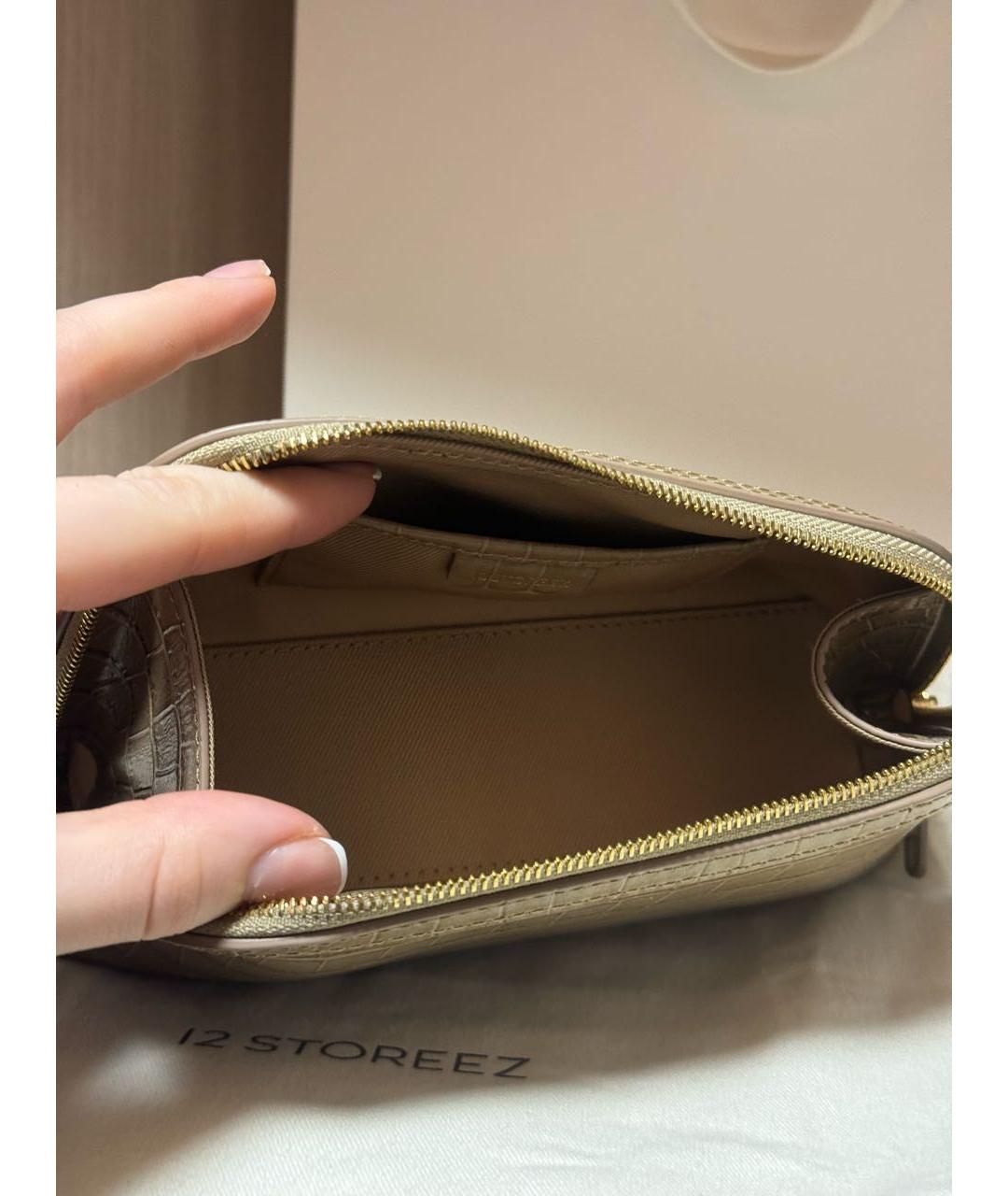 12 STOREEZ Бежевая кожаная косметичка, фото 3