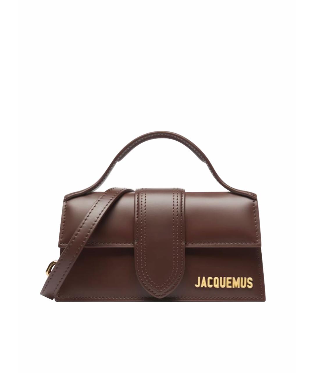 JACQUEMUS Коричневая кожаная сумка с короткими ручками, фото 1