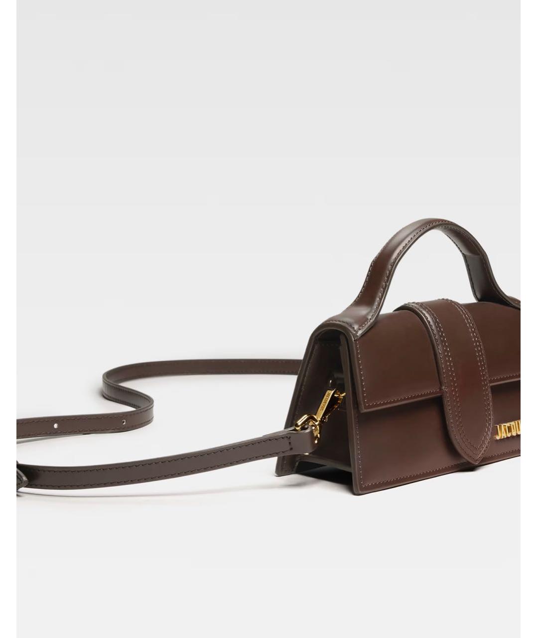 JACQUEMUS Коричневая кожаная сумка с короткими ручками, фото 2