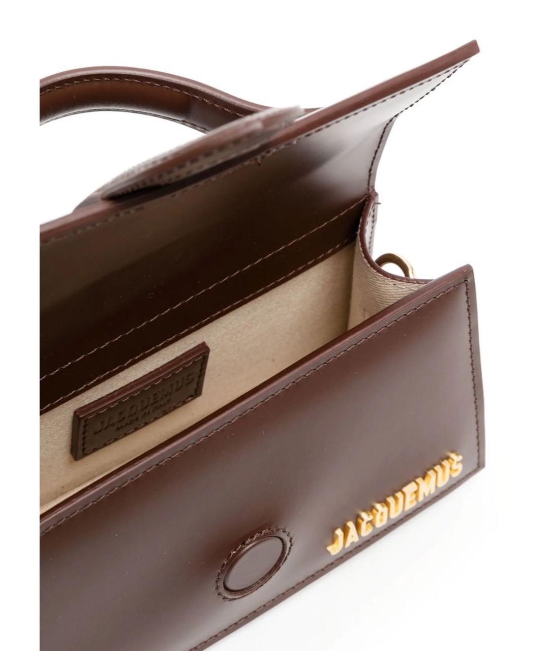 JACQUEMUS Коричневая кожаная сумка с короткими ручками, фото 4