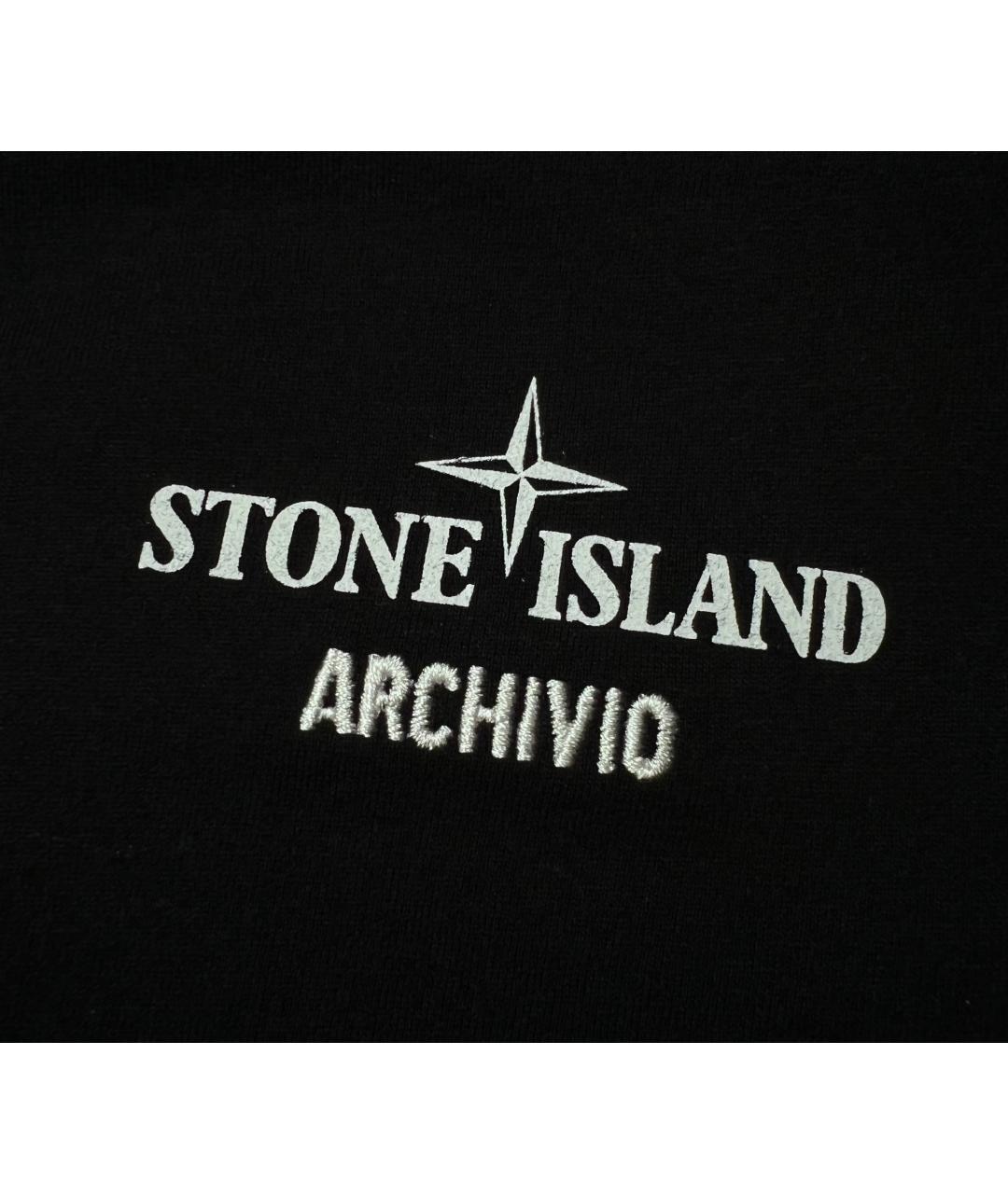 STONE ISLAND Черная хлопковая футболка, фото 4