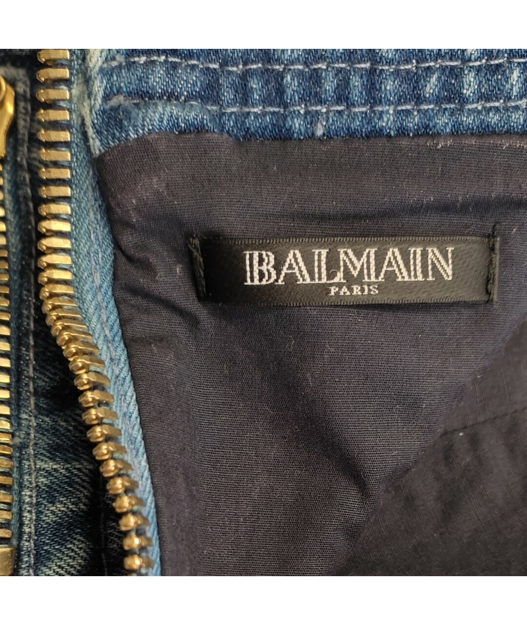 BALMAIN Синяя деним юбка мини, фото 6