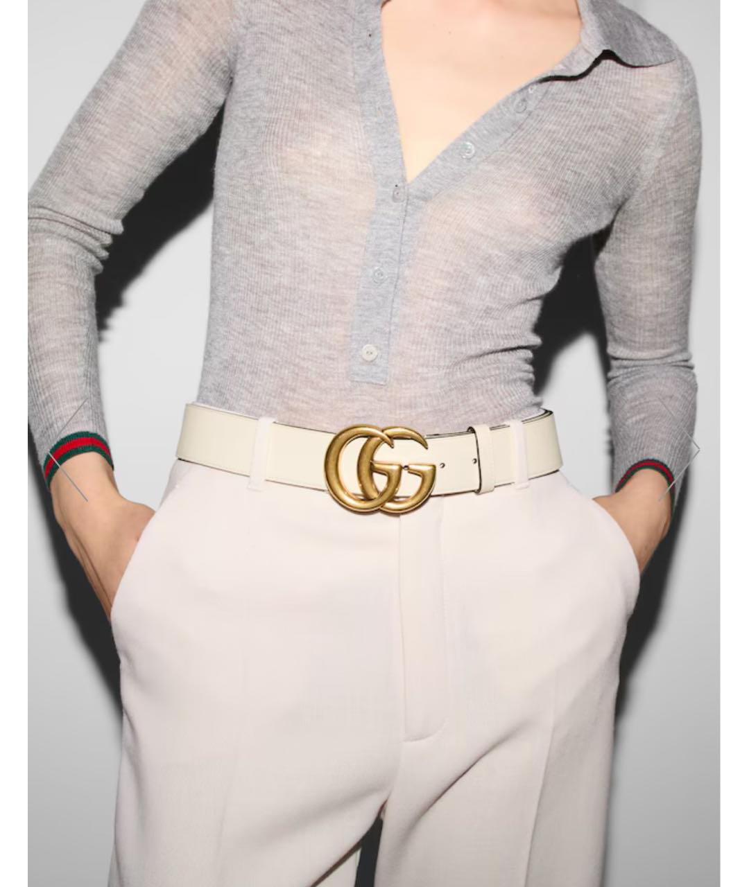 GUCCI Белый кожаный ремень, фото 2