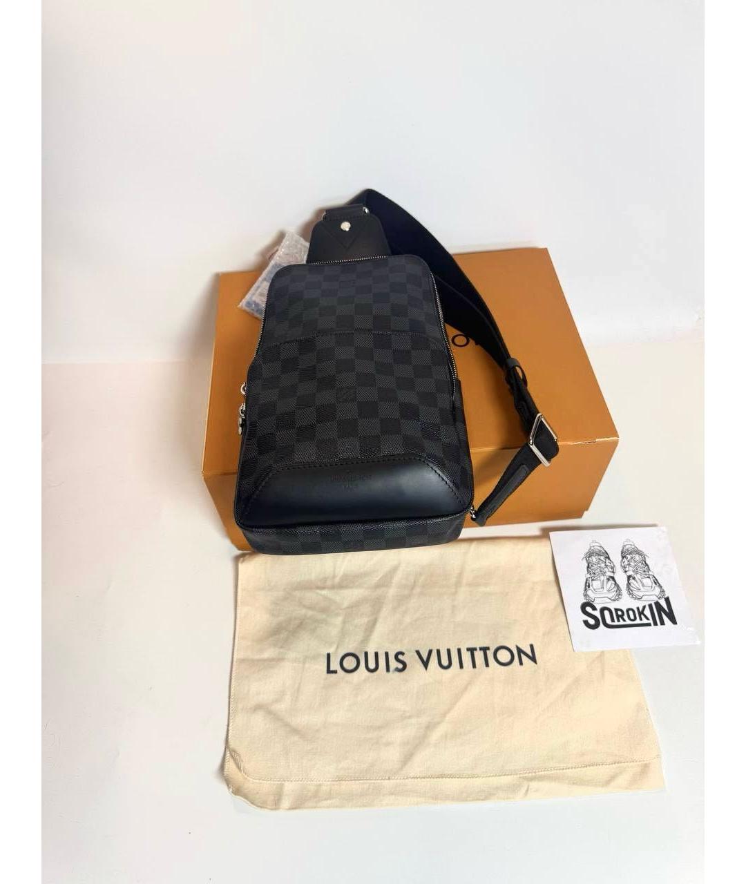 LOUIS VUITTON Черная кожаная поясная сумка, фото 5