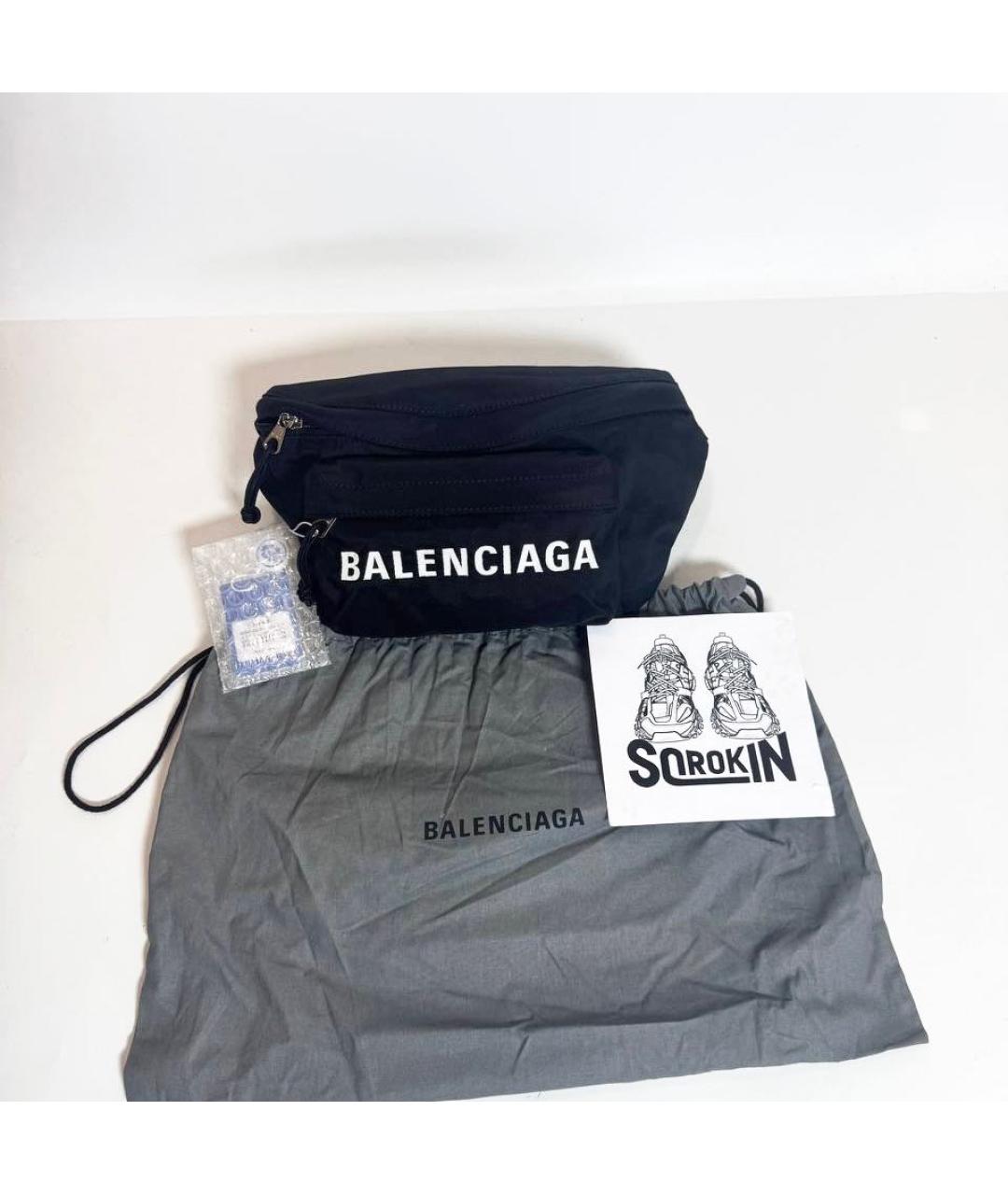 BALENCIAGA Черная хлопковая поясная сумка, фото 2