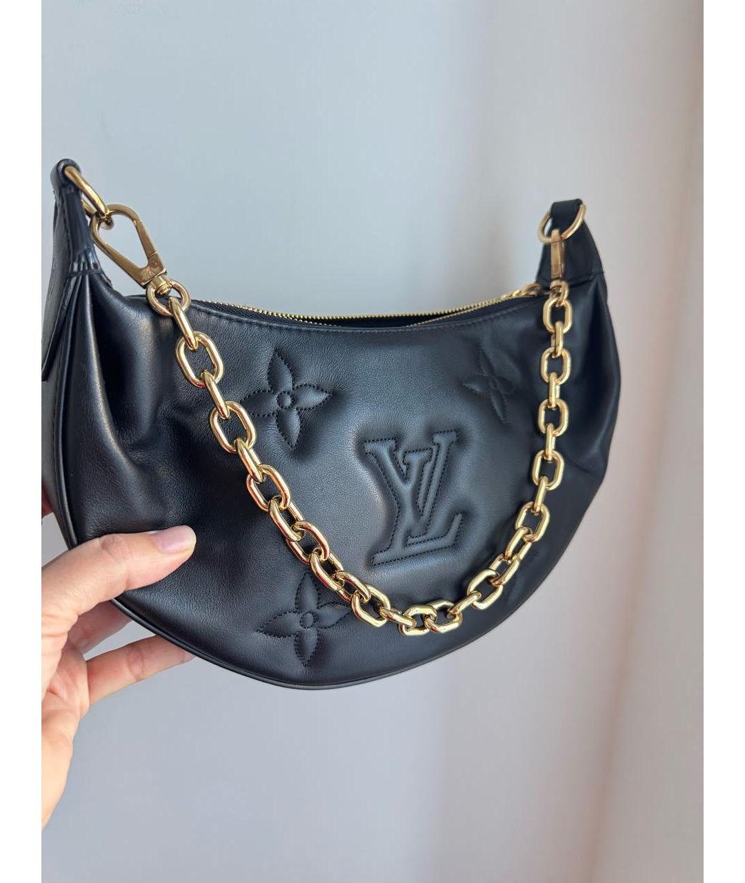 LOUIS VUITTON Черная кожаная сумка через плечо, фото 5