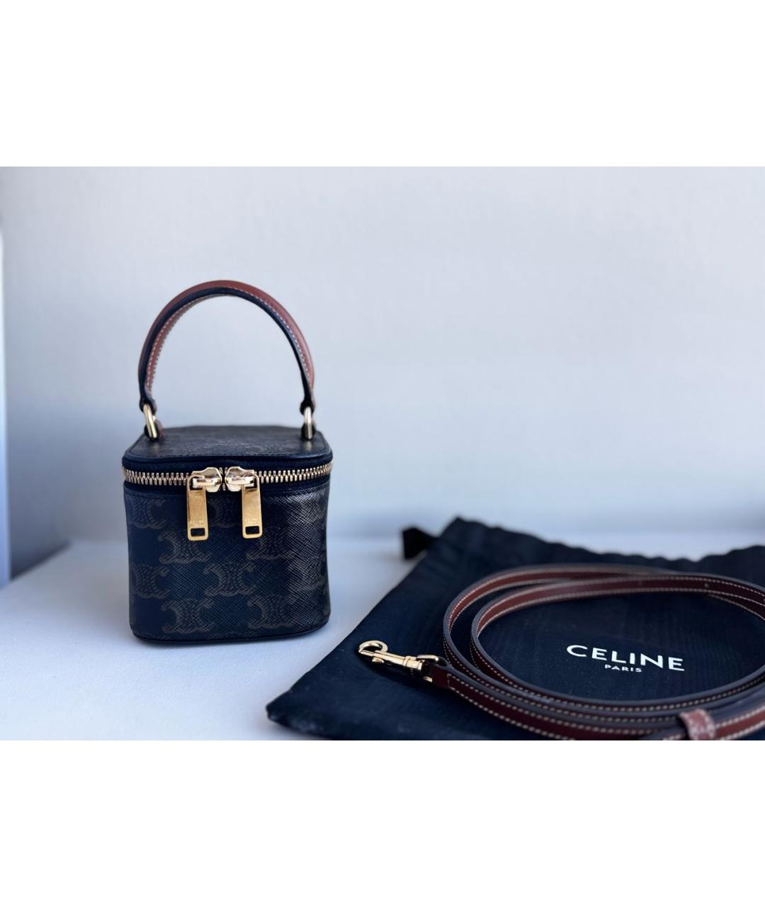 CELINE Коричневая кожаная сумка через плечо, фото 5