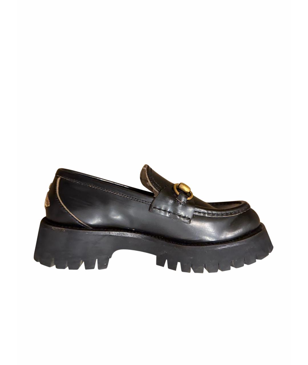 GUCCI Черные кожаные лоферы, фото 1