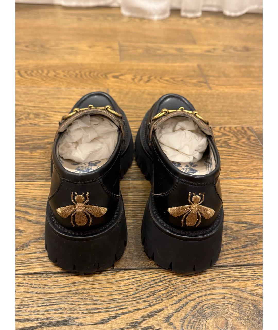 GUCCI Черные кожаные лоферы, фото 4