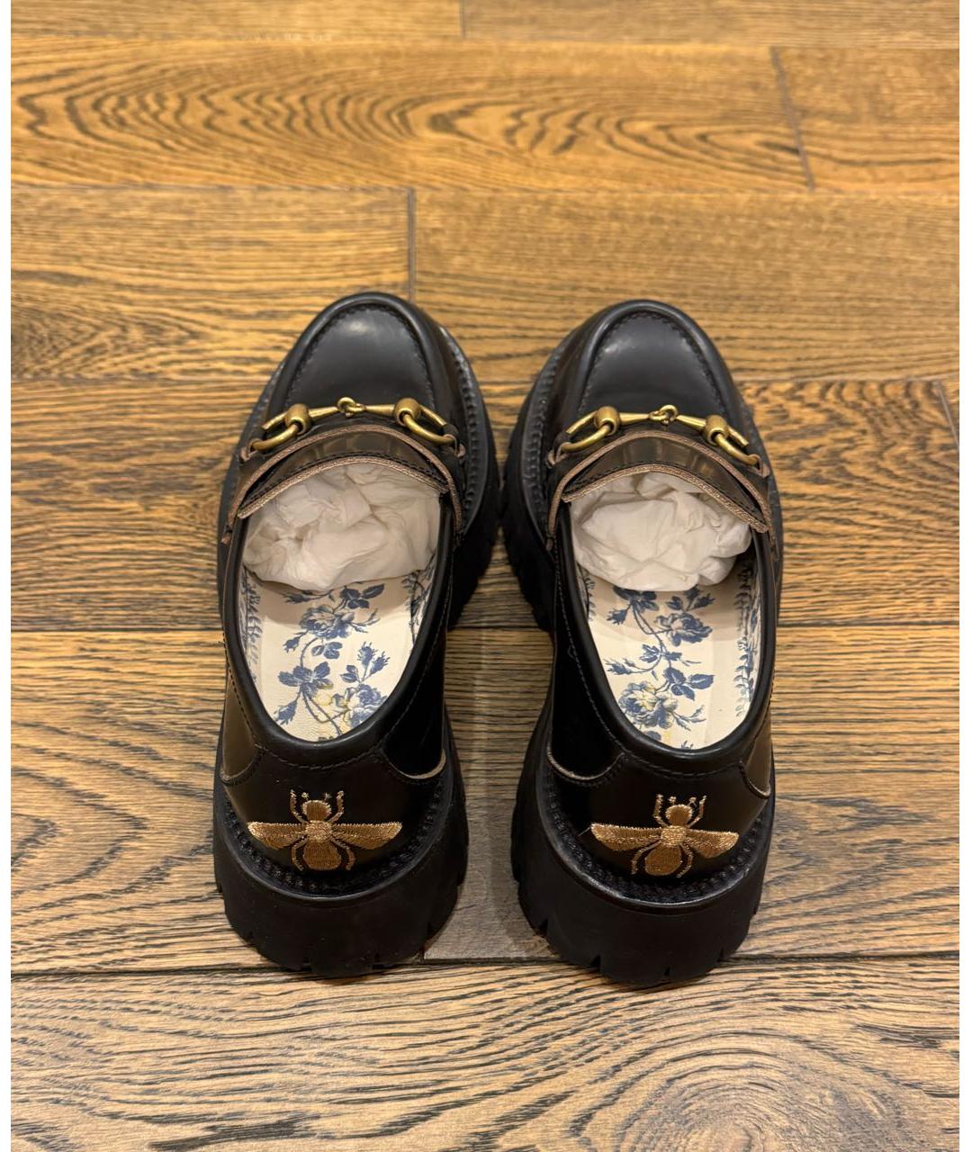 GUCCI Черные кожаные лоферы, фото 3