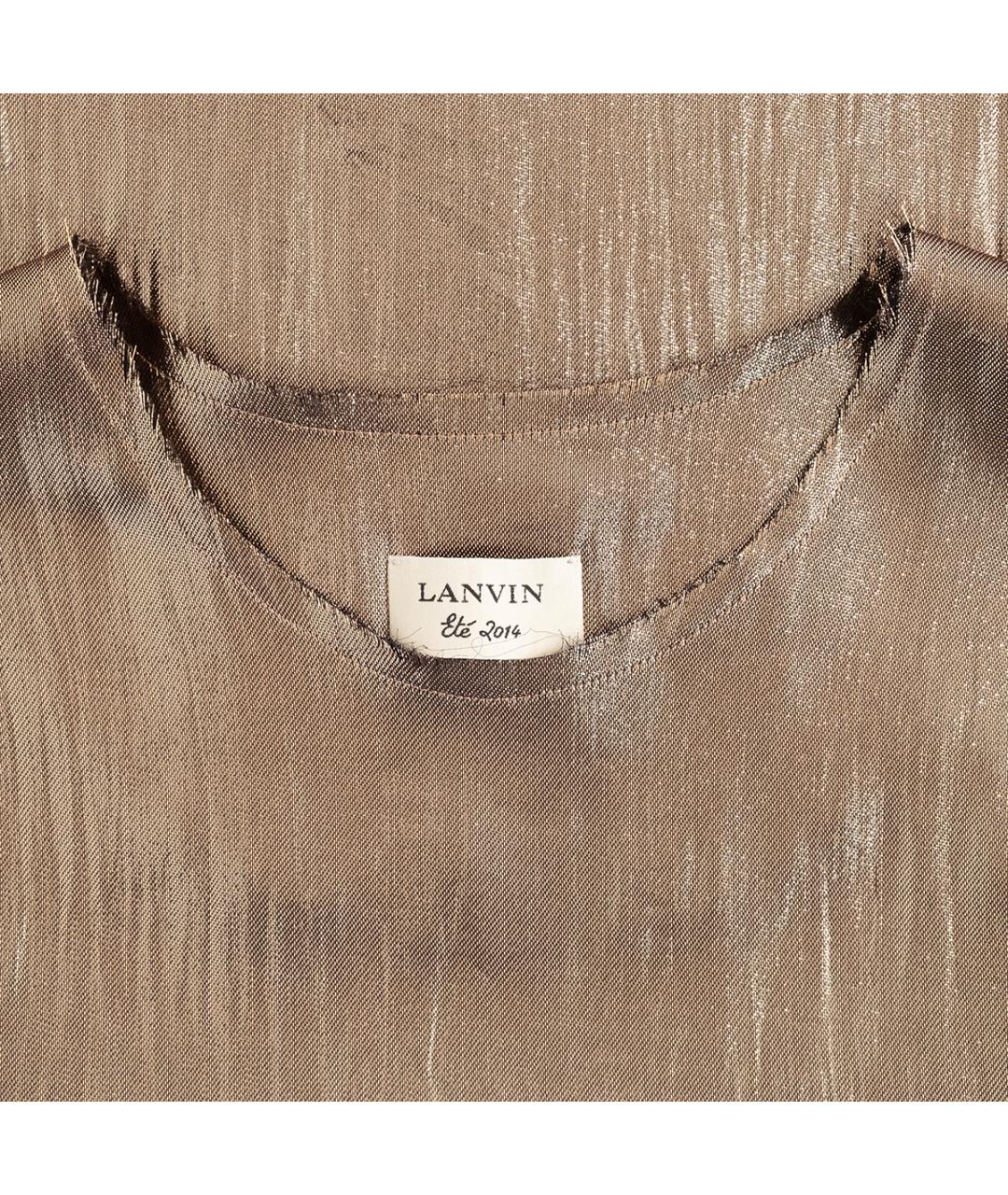 LANVIN Золотая шелковая блузы, фото 3