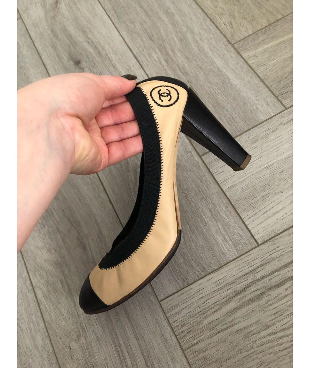 CHANEL Бежевые кожаные туфли, фото 7