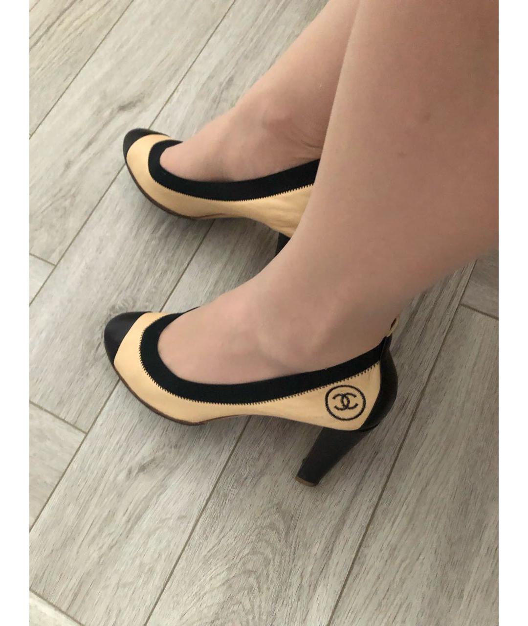 CHANEL Бежевые кожаные туфли, фото 8