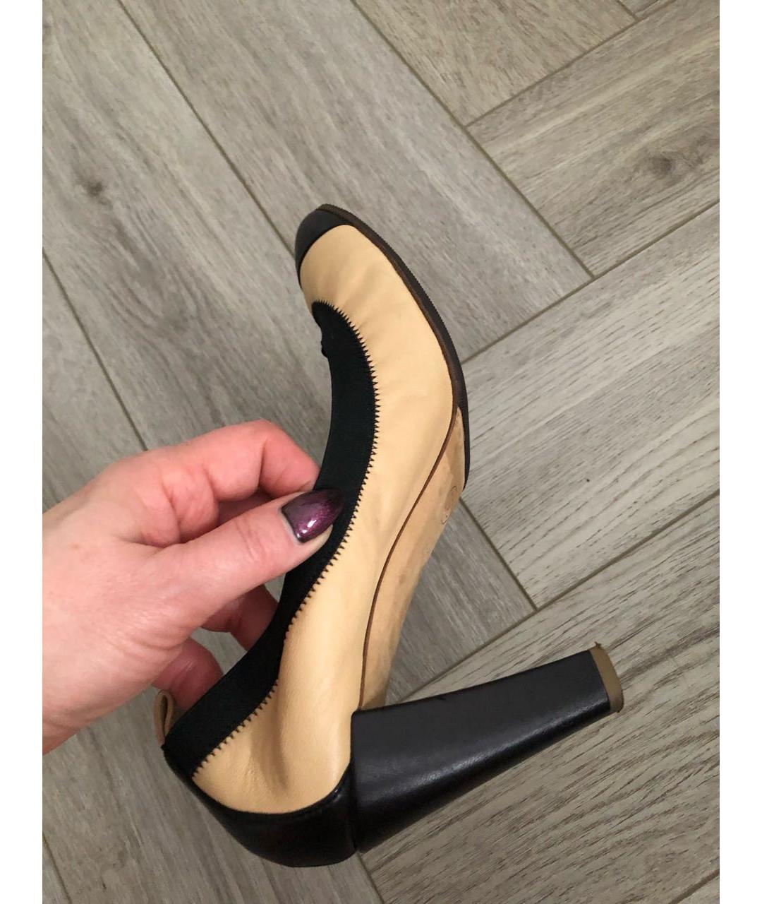 CHANEL Бежевые кожаные туфли, фото 6