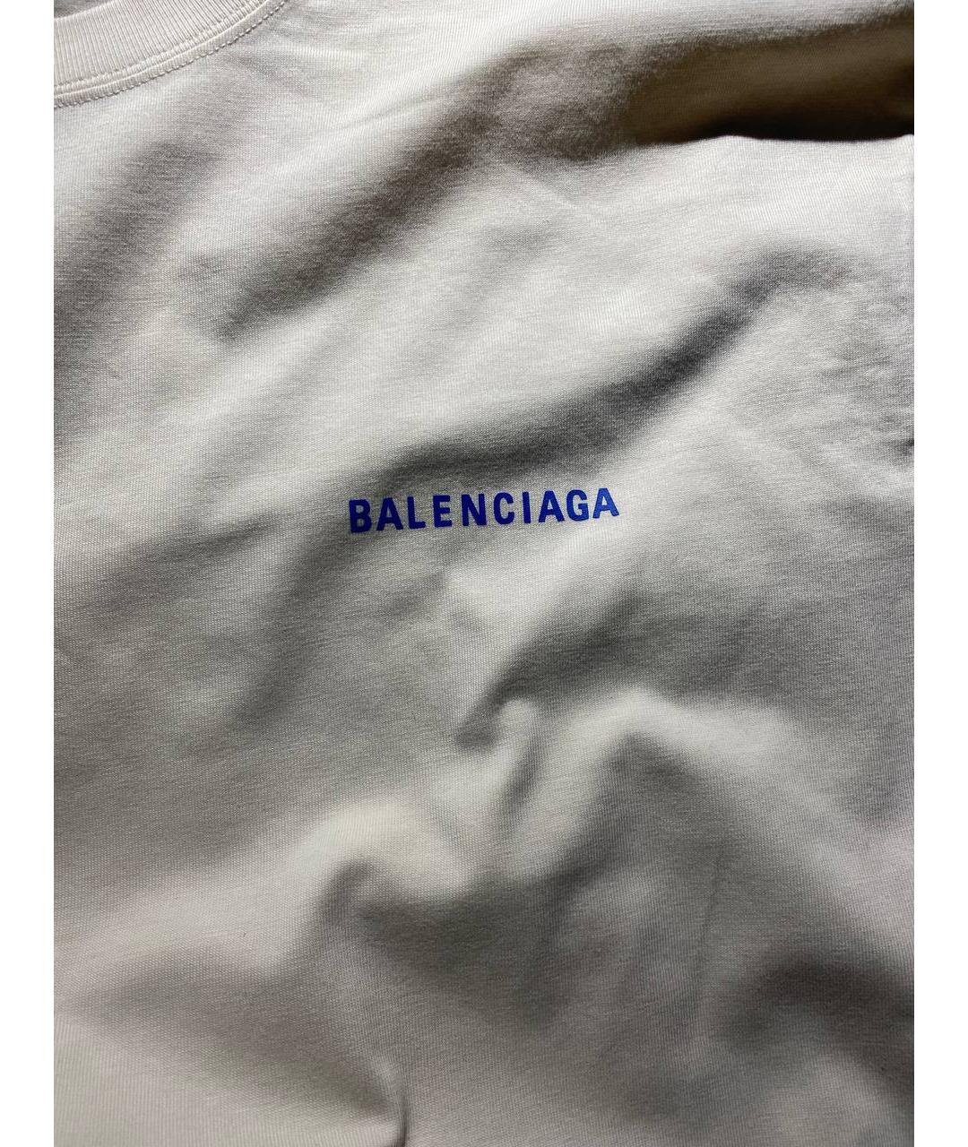 BALENCIAGA Бежевая хлопковая футболка, фото 4